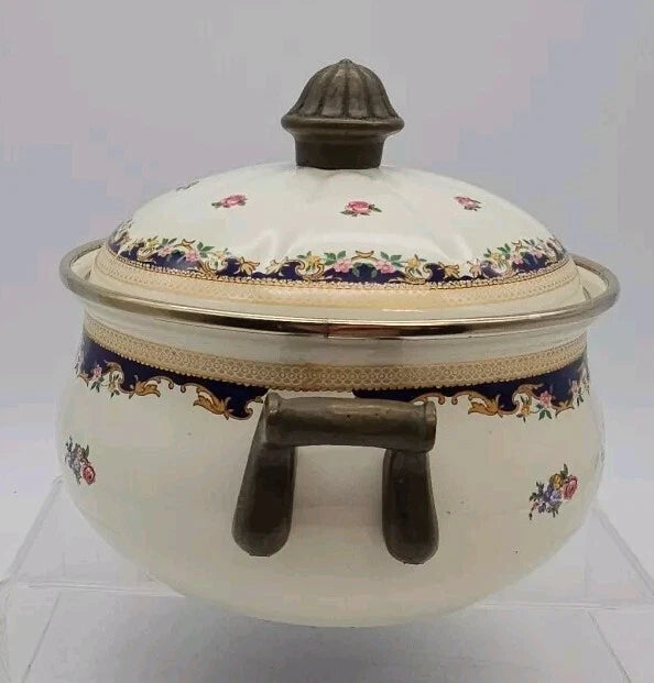 VTG 1960's Asta Fissler Enamelware 7 Piece Set Lidded Terrine Kettle Warmer Tray