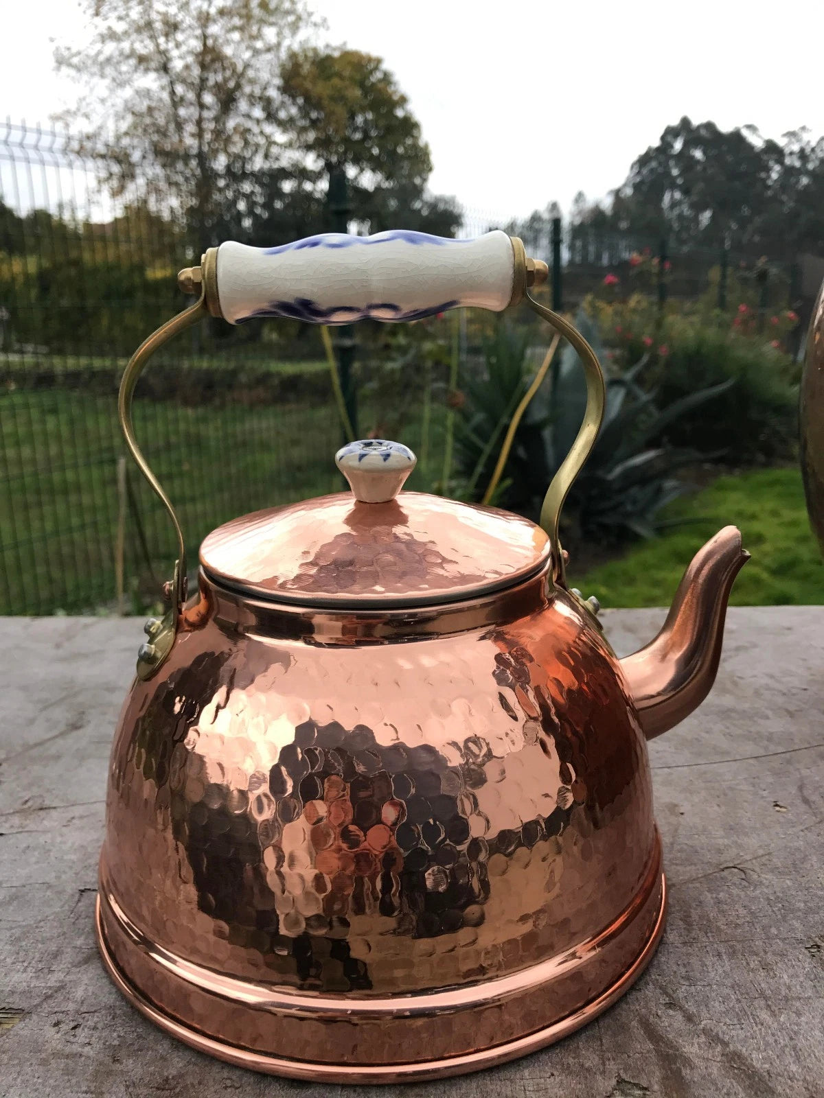 1 L Copper Tea pot kettle with porcelain handle 0.25 G