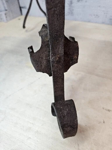 Vintage Enamel Folk Art Tea Pot With Cast Iron Stand