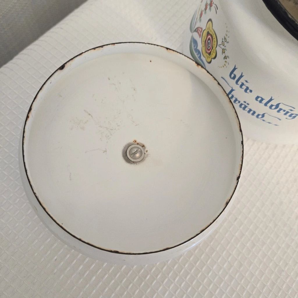 Vtg Berggren  Enamelware Teapot Tea Kettle Pennsylvania Dutch Folk Art READ