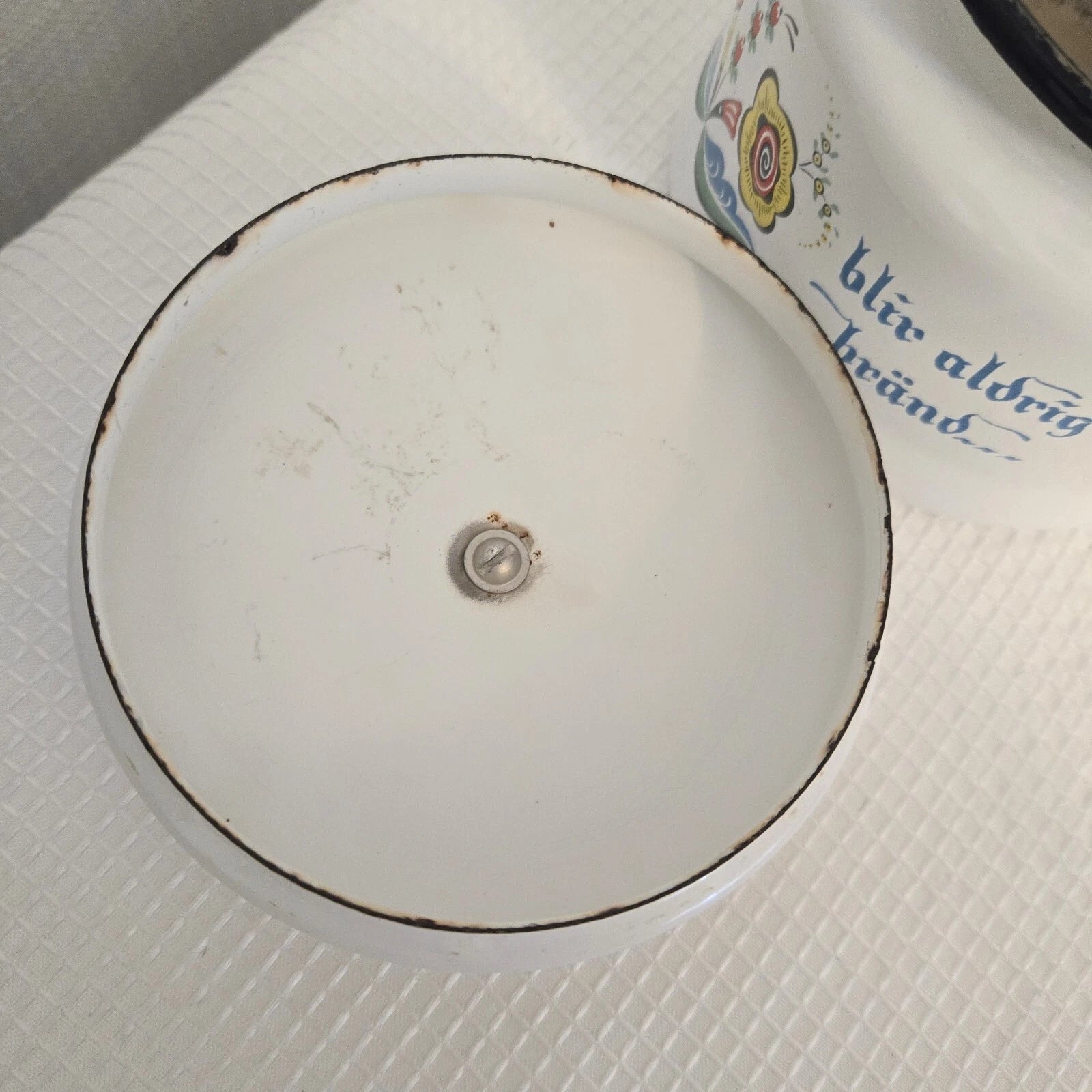 Vtg Berggren  Enamelware Teapot Tea Kettle Pennsylvania Dutch Folk Art READ