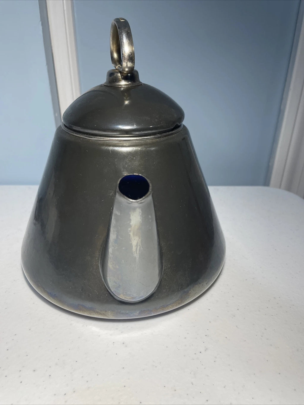 CHANTAL Vintage 1980s Retro TEA KETTLE 1.7 Quart Dark Green  Enamel-On-Steel