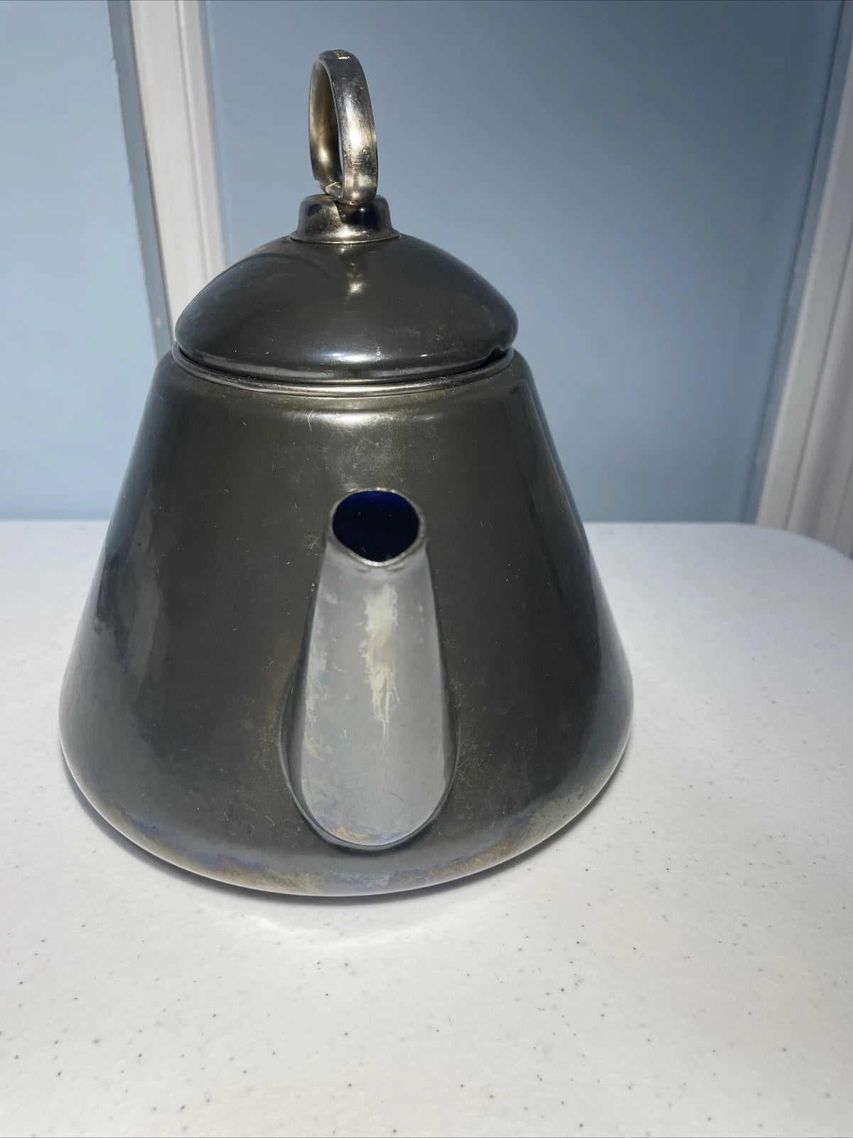 CHANTAL Vintage 1980s Retro TEA KETTLE 1.7 Quart Dark Green  Enamel-On-Steel