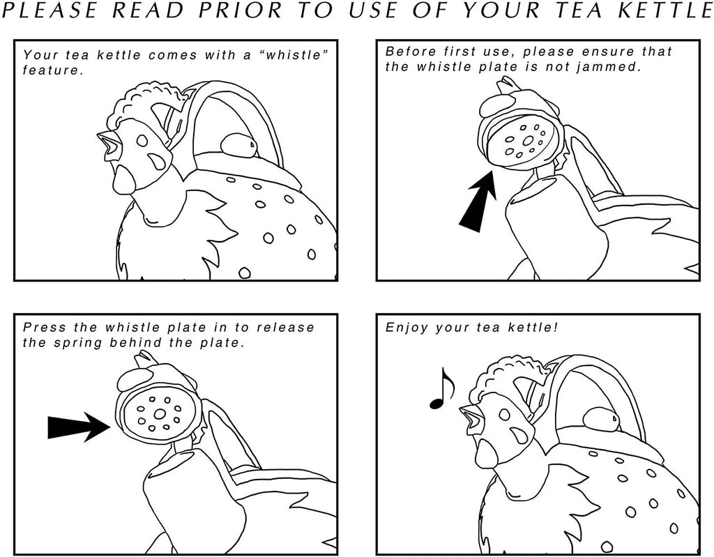 Enameled Zebra Whistling Tea Kettle, 2.3 quarts, Black/White