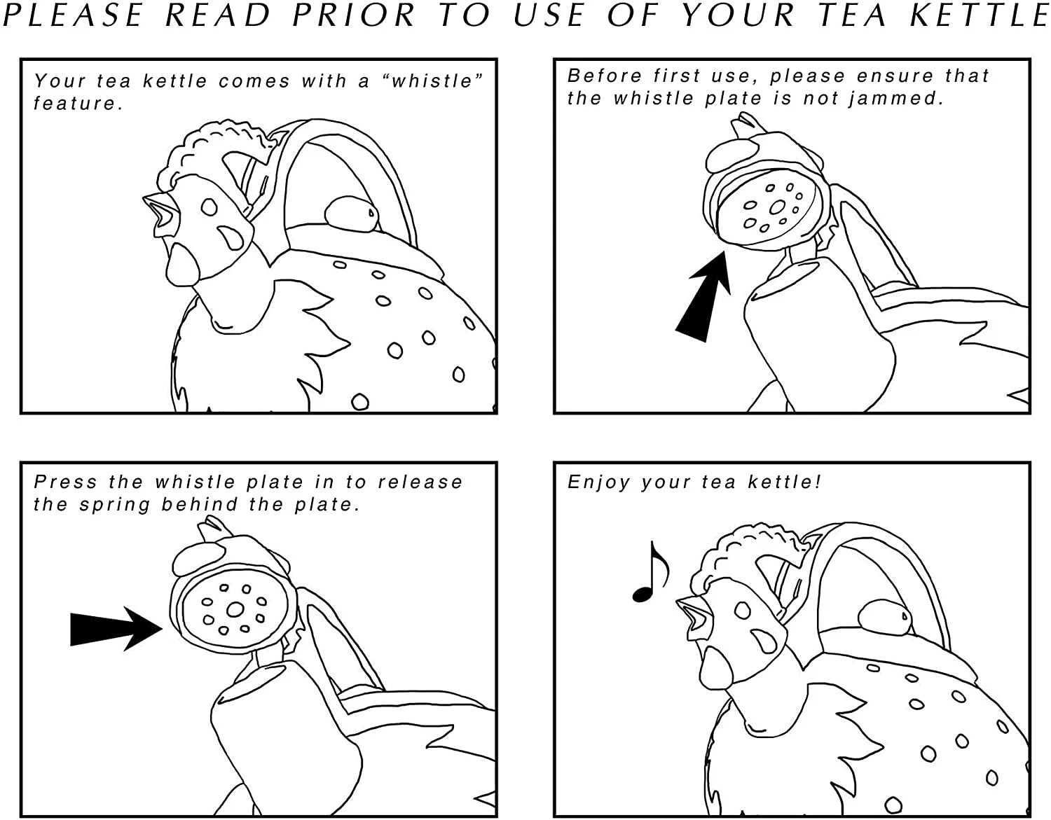 Enameled Zebra Whistling Tea Kettle, 2.3 quarts, Black/White