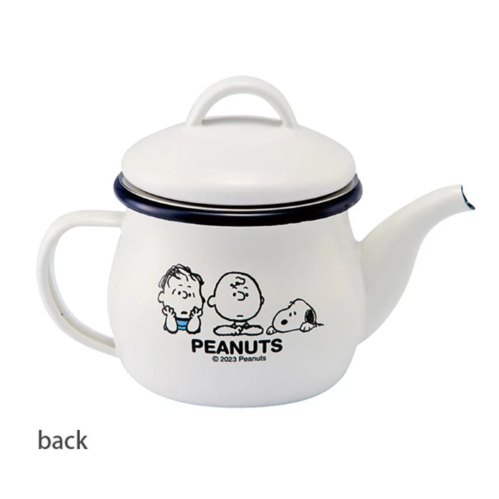 Snoopy y831 Peanuts Enamel Teapot White Kitchen Pot Vintage Used