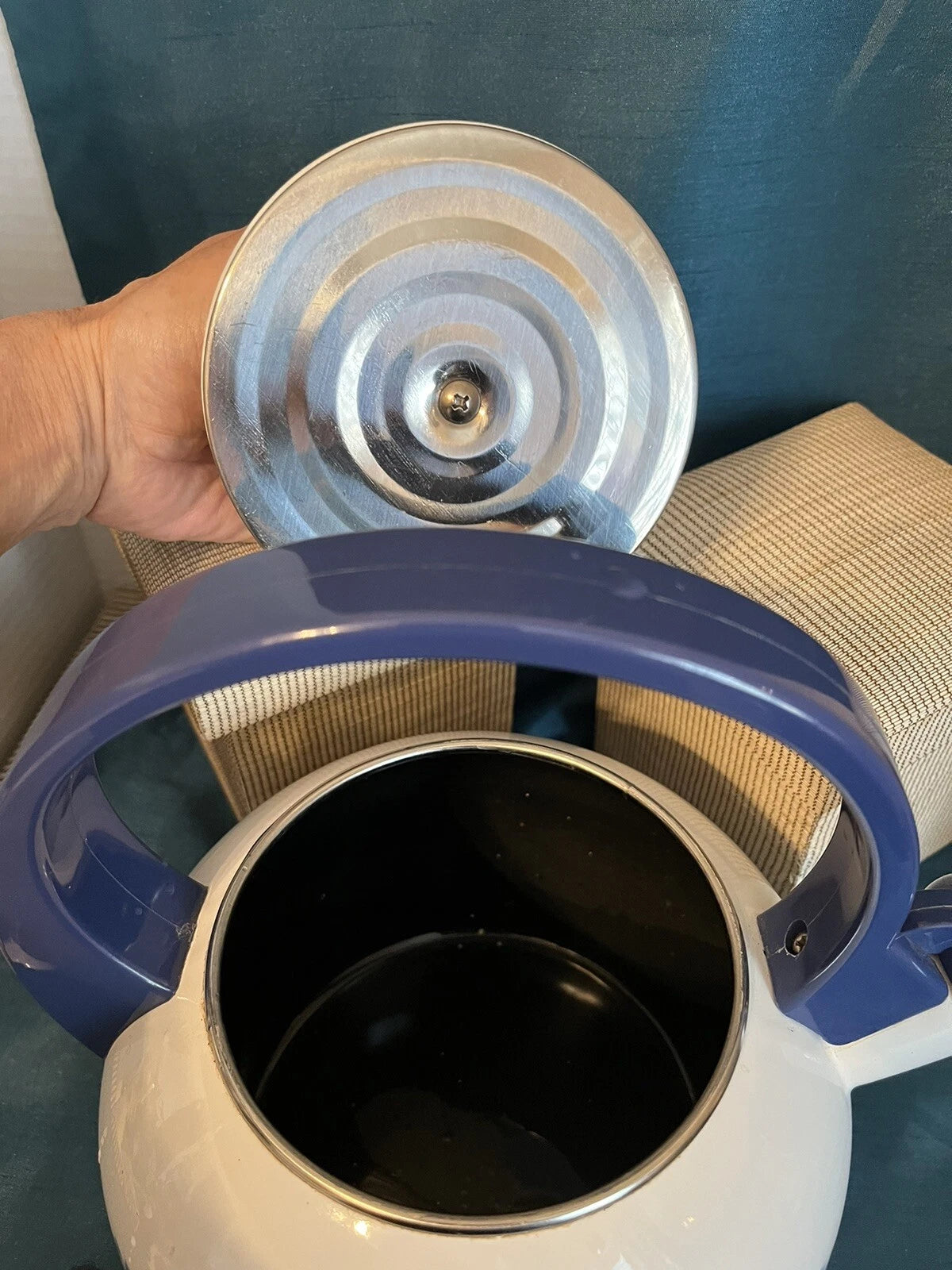 RARE Villeroy & Boch Enamel Whistling Tea Kettle Flower Dream Tulip