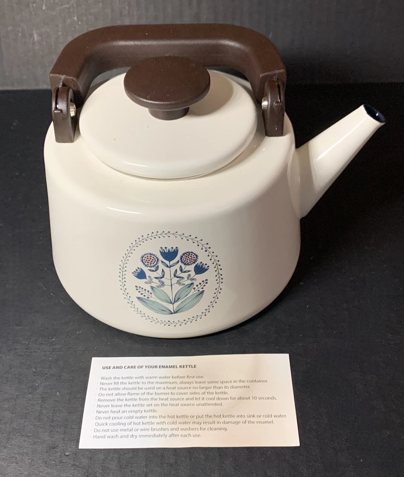 Tea Kettle Enamel Metal Prints and Textiles Flowers Jen Hewett World Market