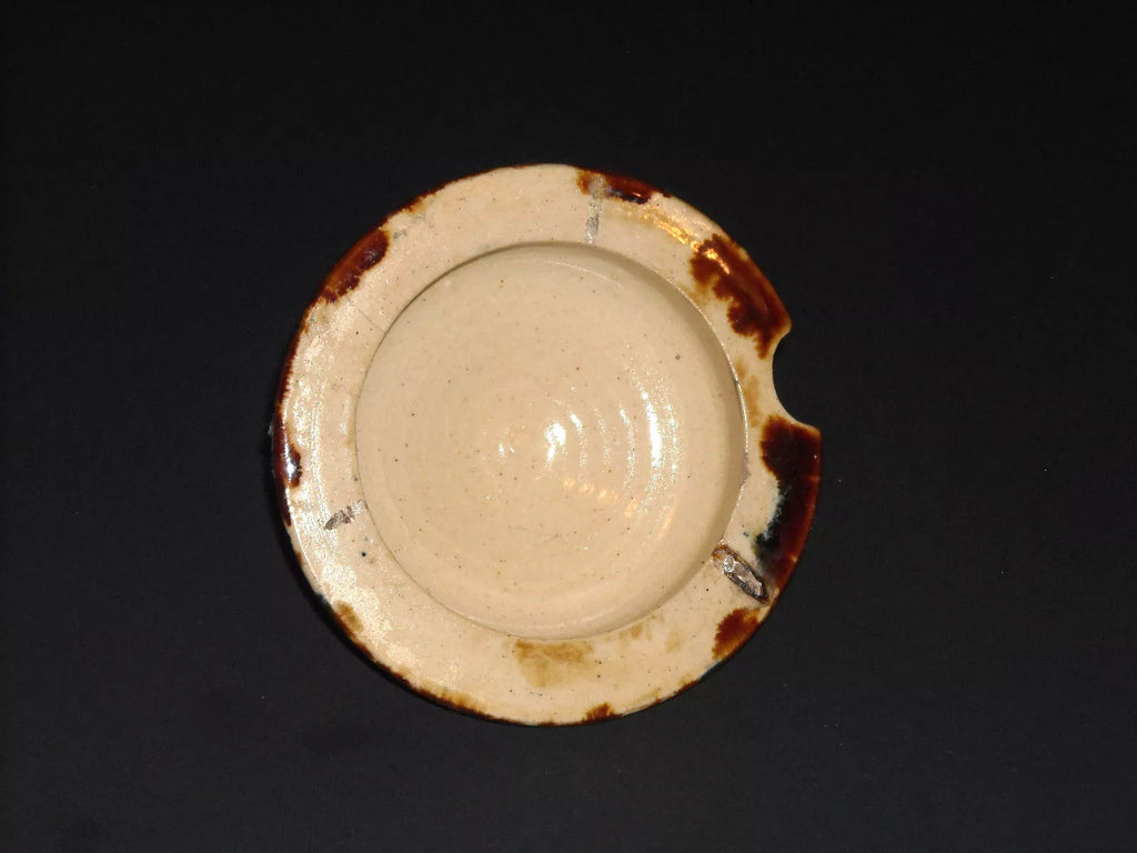 Early Rockingham Glazed Yellow Ware Flint Enamel Tea Pot/Coffee Pot Lid Pottery