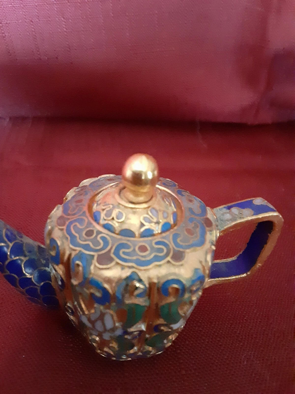 Cloisonne Enamel Miniature Teapot Hong Kong