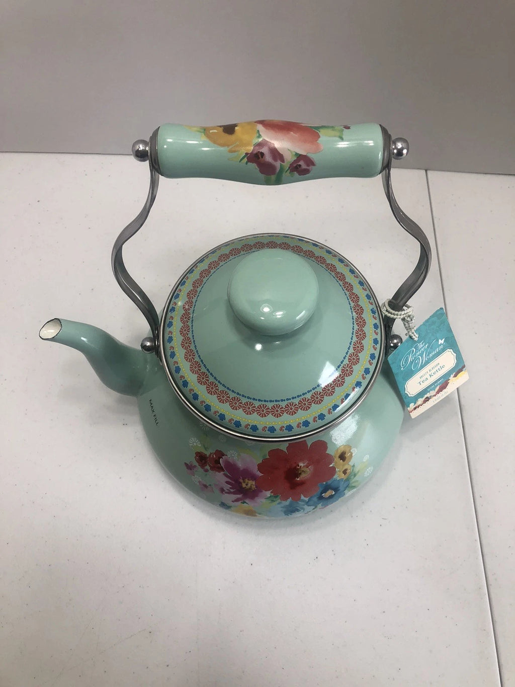 Pioneer Woman ~ Breezy Blossom ~ 1.9-Quart Tea Kettle ~ Enamel on Steel ~ Floral