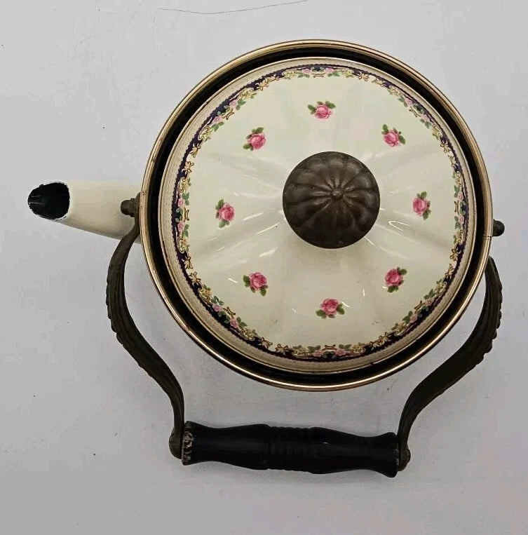 VTG 1960's Asta Fissler Enamelware 7 Piece Set Lidded Terrine Kettle Warmer Tray