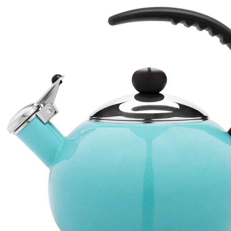 Induction Safe Enamel Tea Kettle Whistling Ergonomic Handle Kitchen Cookware New