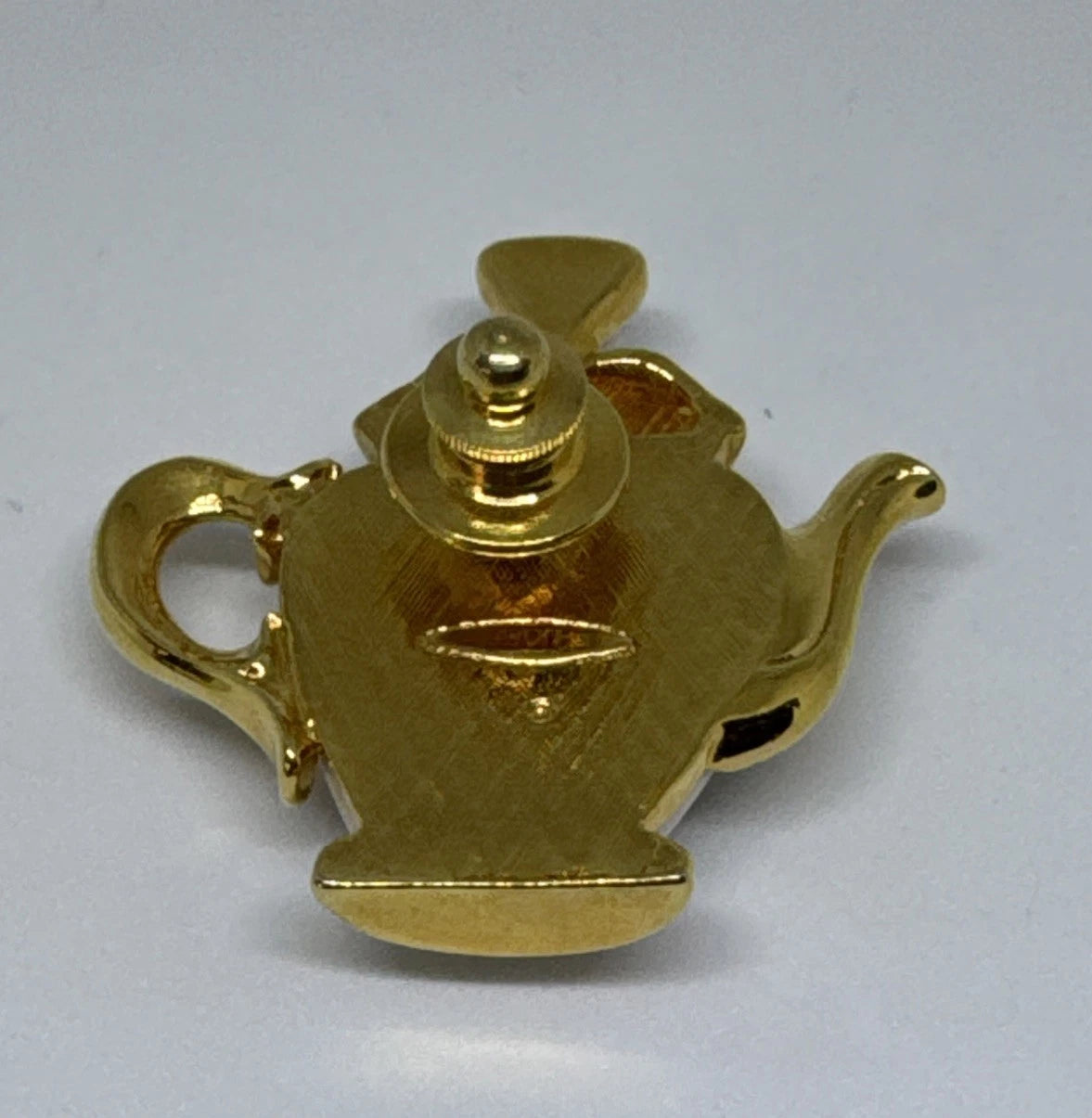 Vtg AVON Teapot Brooch Pin Blue White Gold Enamel New In Box 1.5”