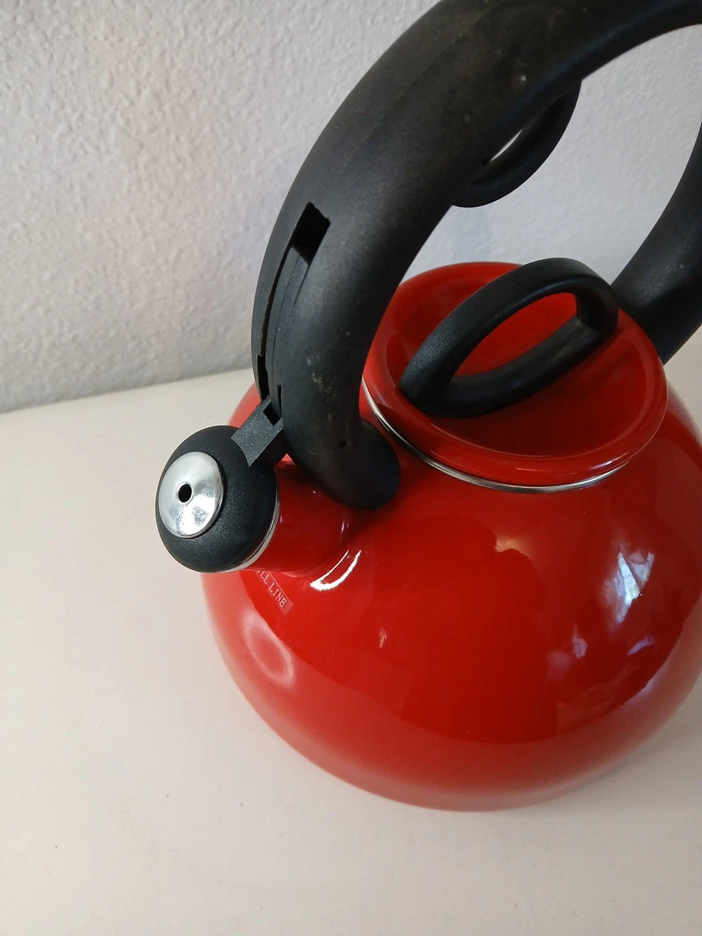 Heavy Duty Rare Hard To Find COPCO 2.5 Qt Red Enamel On Steel Tea Kettle