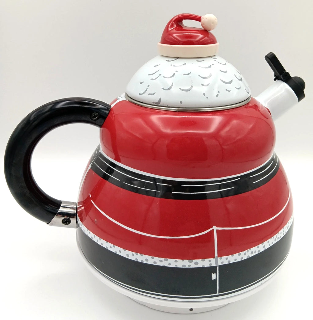 ROSCHO Santa Claus Enamel Whistling Tea Kettle Holiday 3 Quart - NEW