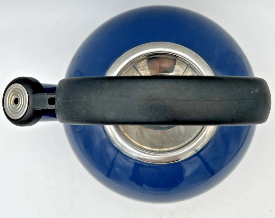 Circulon Whistling Tea Pot Kettle  Blue Enamel 1.5 Quart With Lid