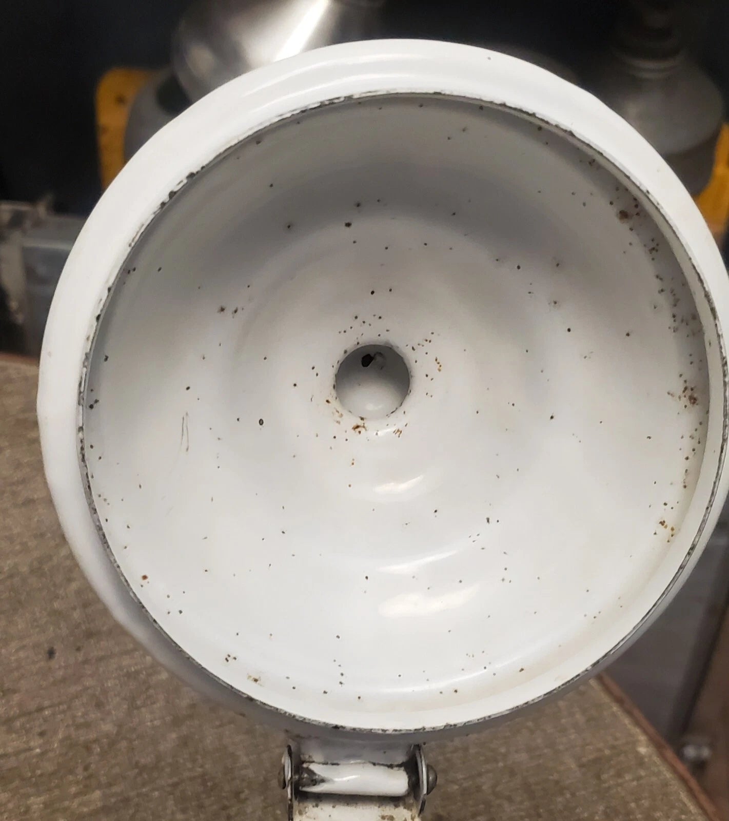 Graniteware Teapot White with Black Trim Enamelware Coffee Pot Vintage