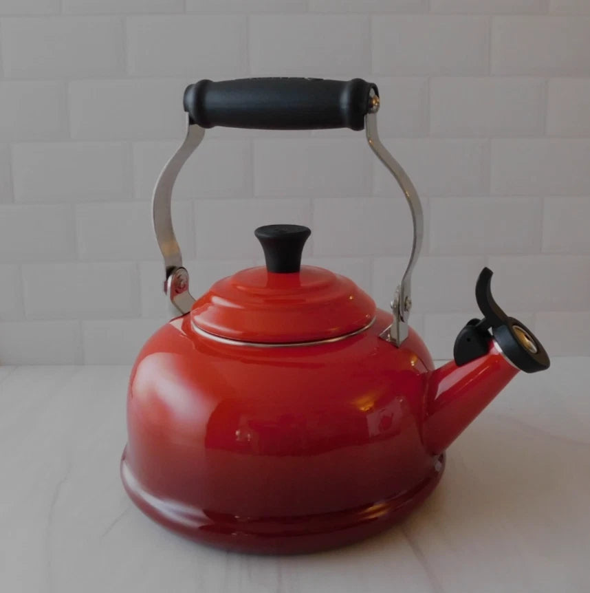 Le Creuset Enamel on Steel 1.7 Quart Whistling Tea Kettle in Cerise - New
