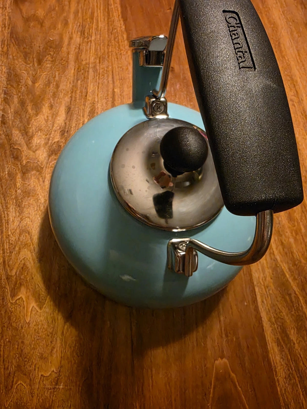 Chantal Whistling Tea Kettle Teapot Blue Aqua Turquoise Enamel 2 Qt