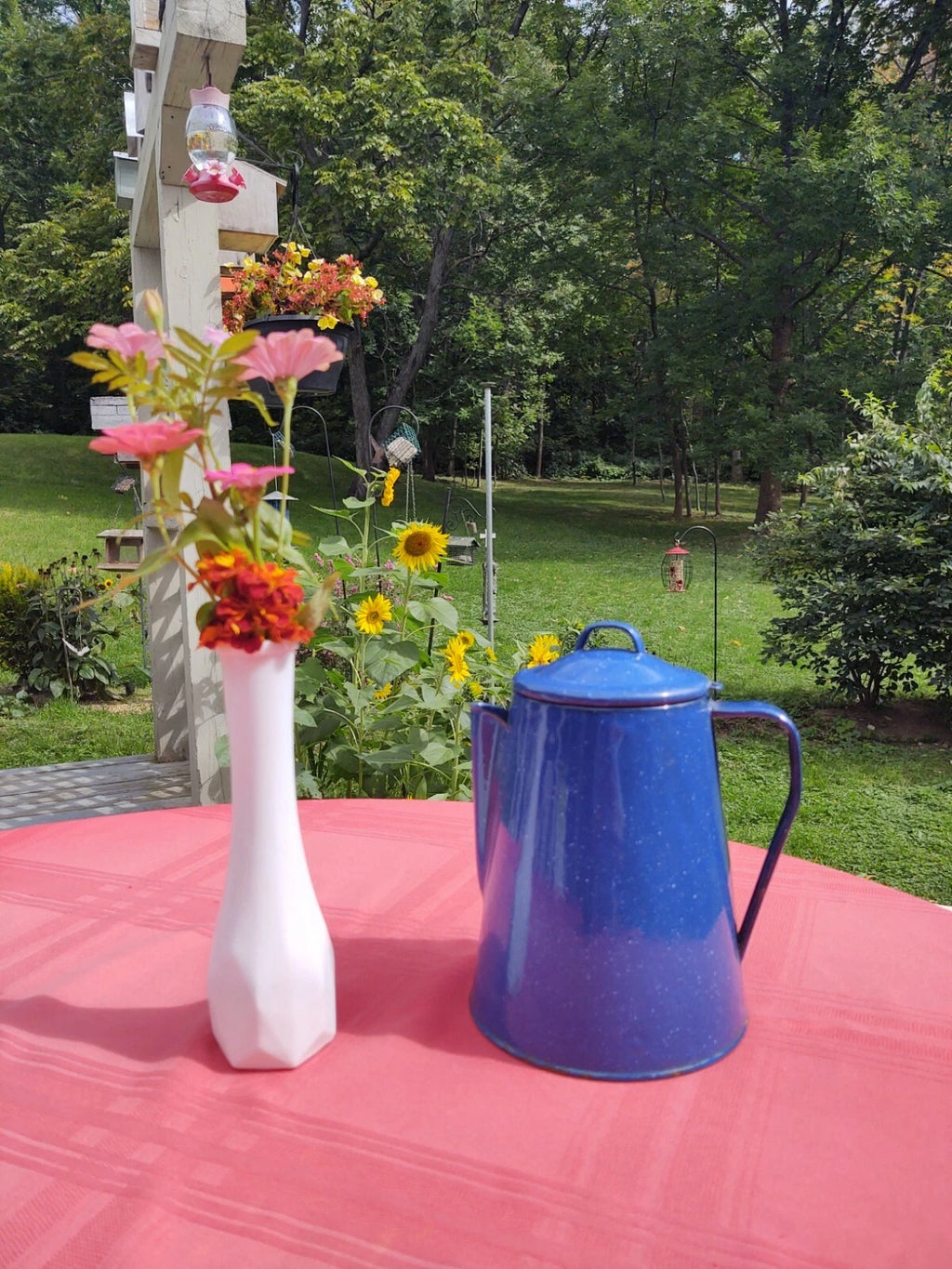 Blue Speckled Enamel Farmhouse Tea Pot