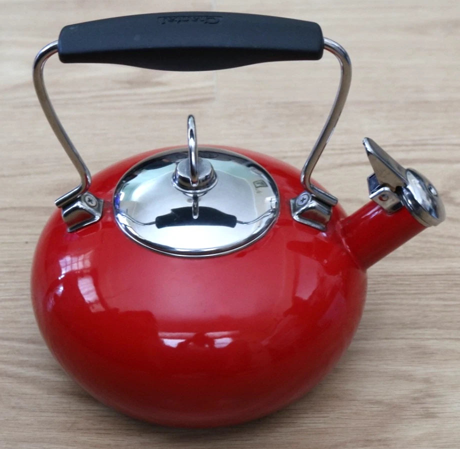 Chantal Whistling Tea Kettle Teapot Red Cherry Enamel 2qt Pre Owned