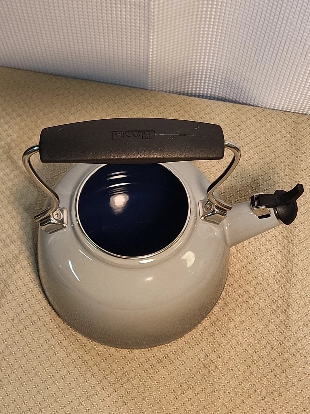 Tea Kettle Chantal Enamel On Steel Splatter Gray 1.7 Qt Whistling