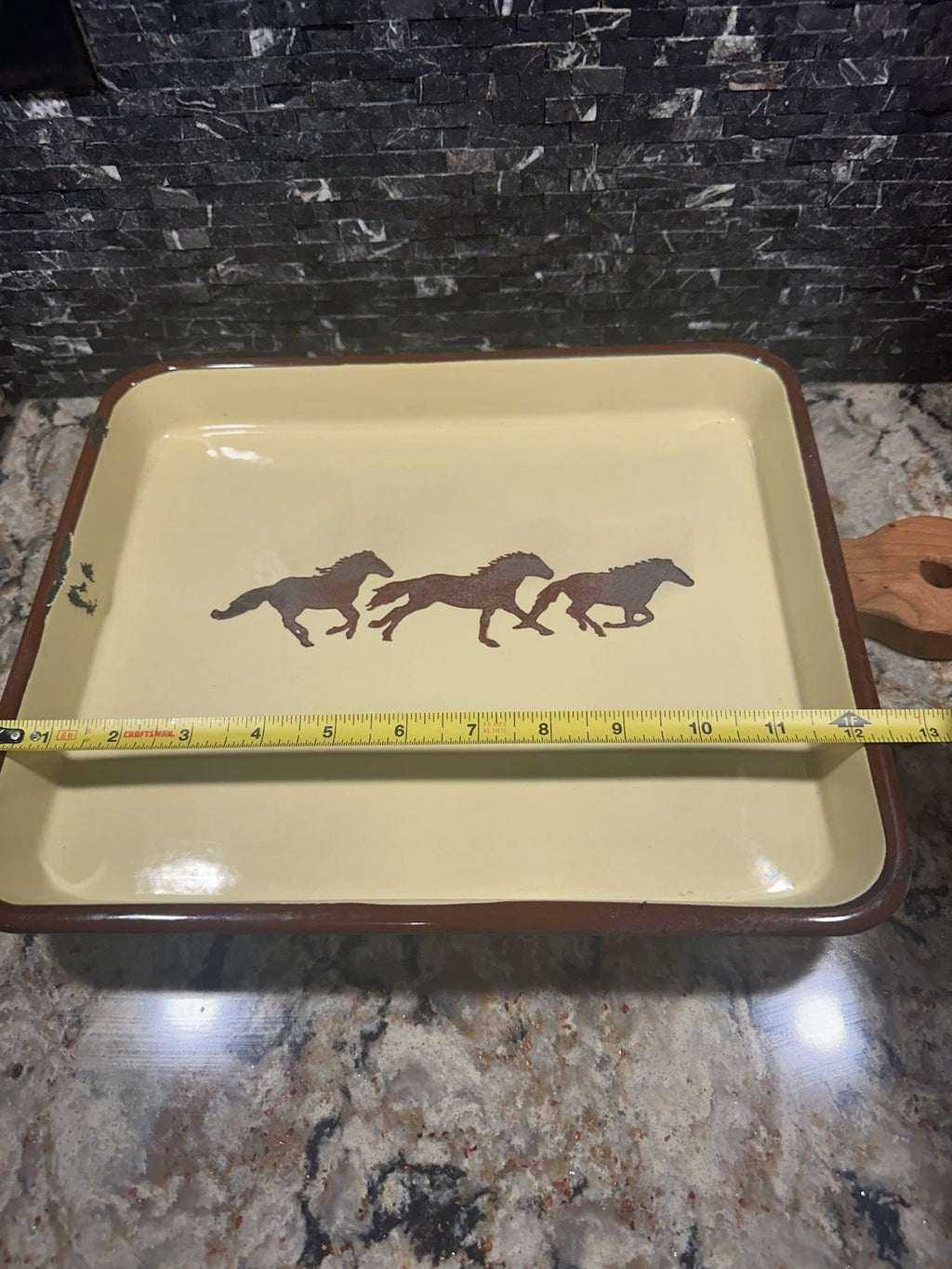 Vintage Cowboy Enamelware Coffee Pot Cups & Tray Set Western Creative Co-Op