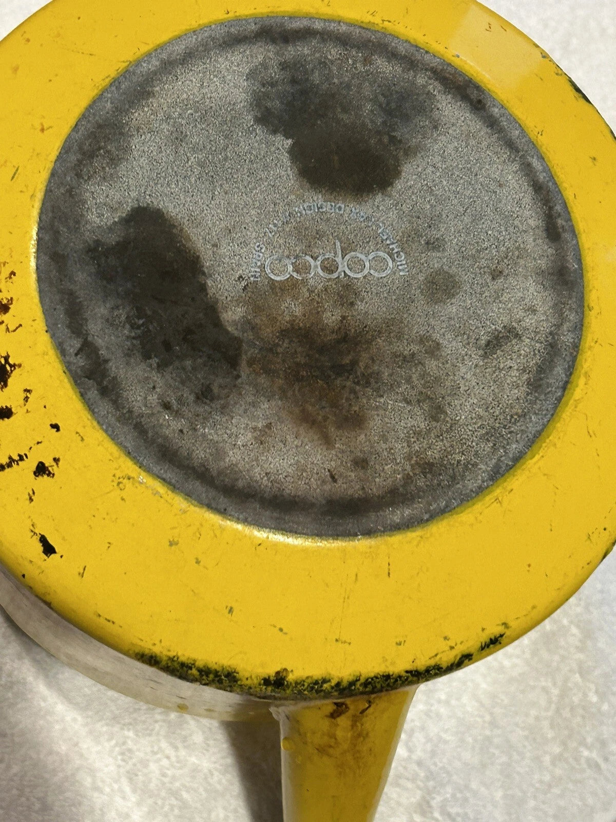 Enamelware Yellow teapot w wooden bentwood handle Copco Michael Lax Kettle retro