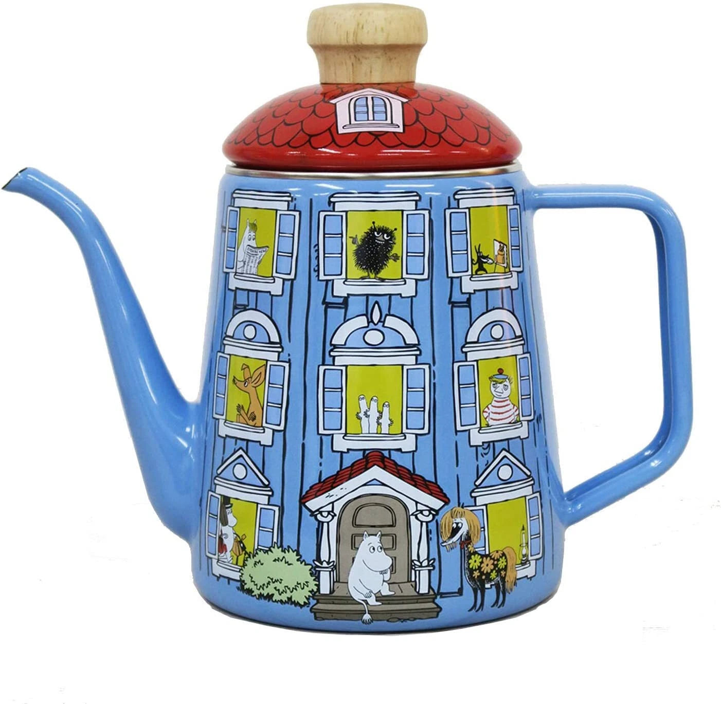 Cute Moomin House 1L Coffee Pot Tea Pot Enamel Blue Japan