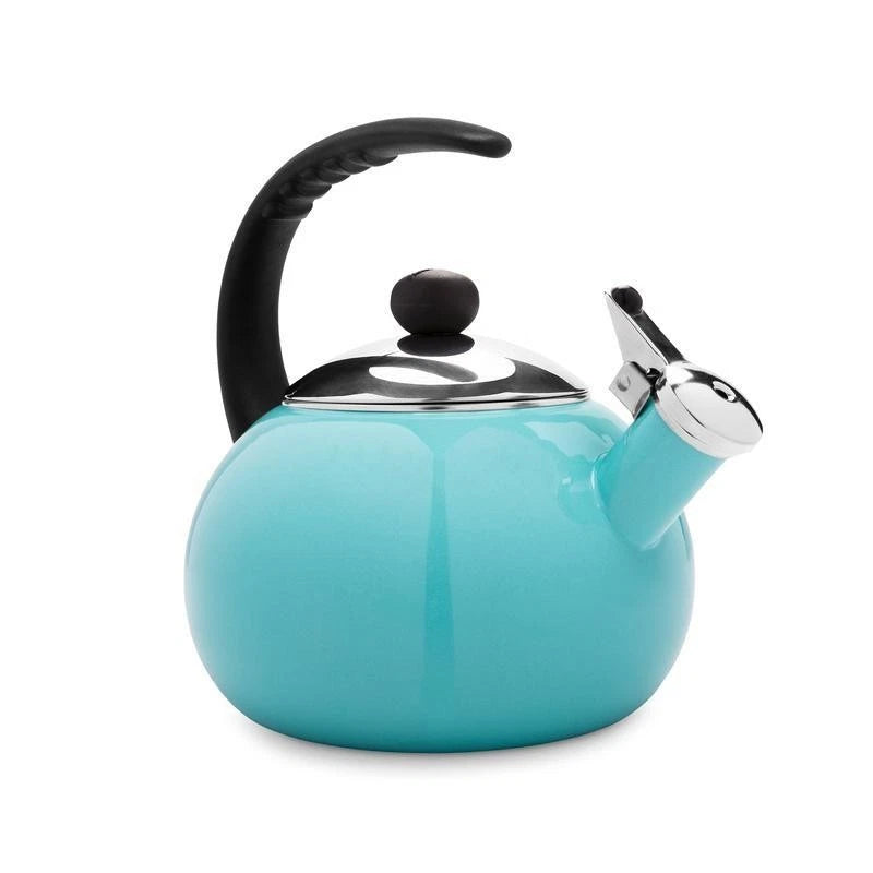 Induction Safe Enamel Tea Kettle Whistling Ergonomic Handle Kitchen Cookware New