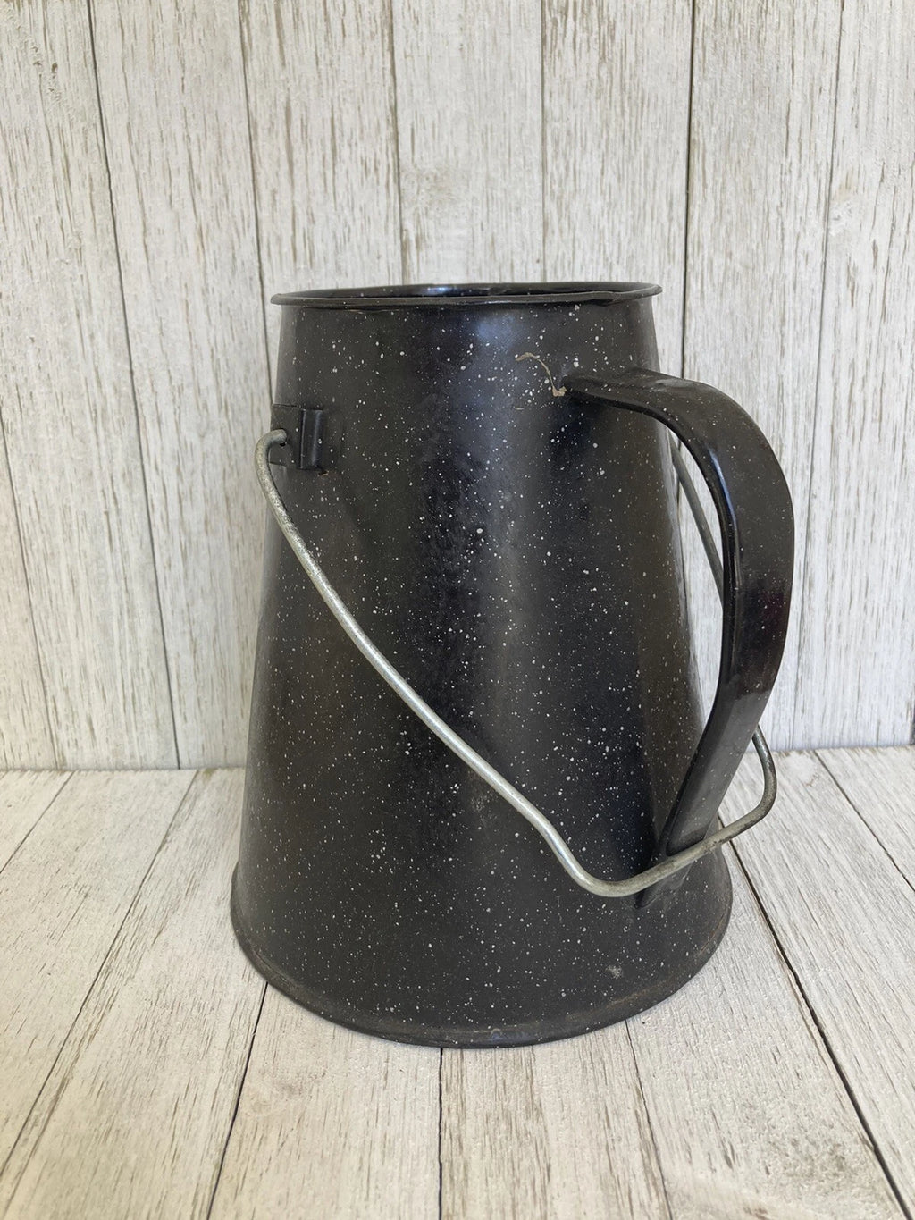 Black Enamelware Enamel Coffee Pot Camping Cowboy Speckled Farmhouse -NO LID