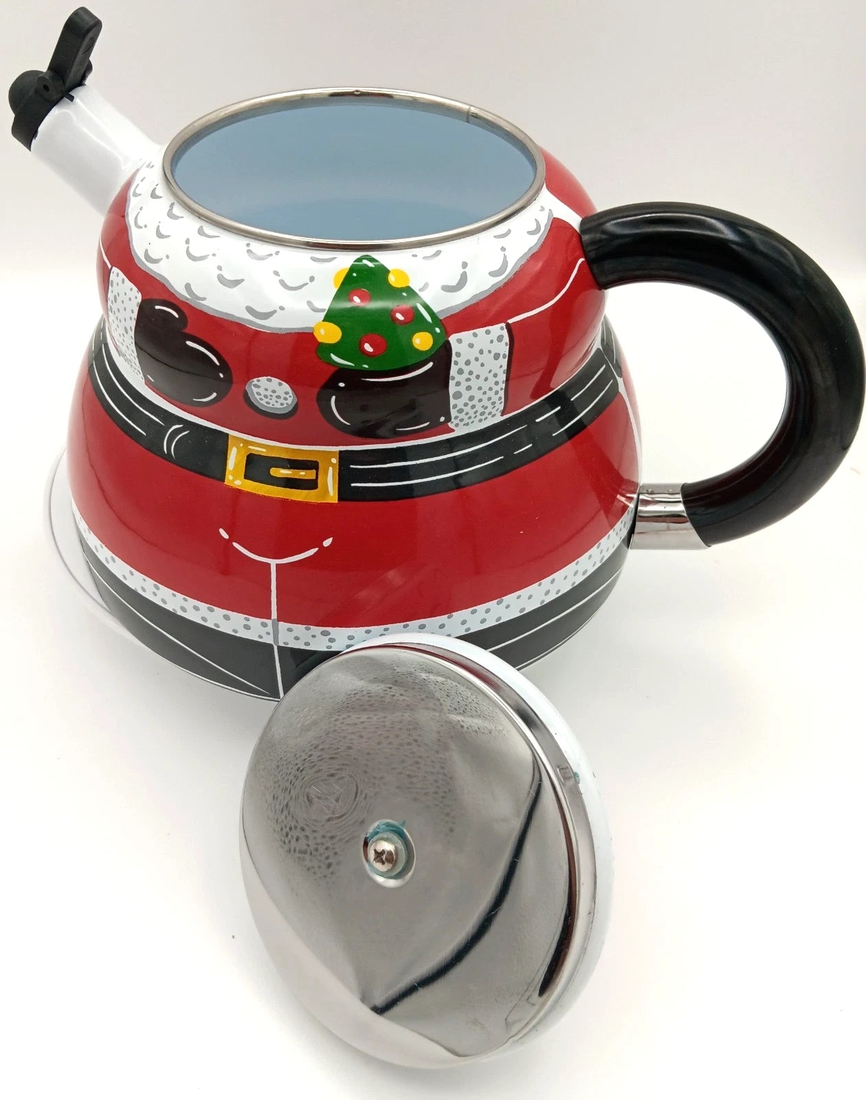 ROSCHO Santa Claus Enamel Whistling Tea Kettle Holiday 3 Quart - NEW
