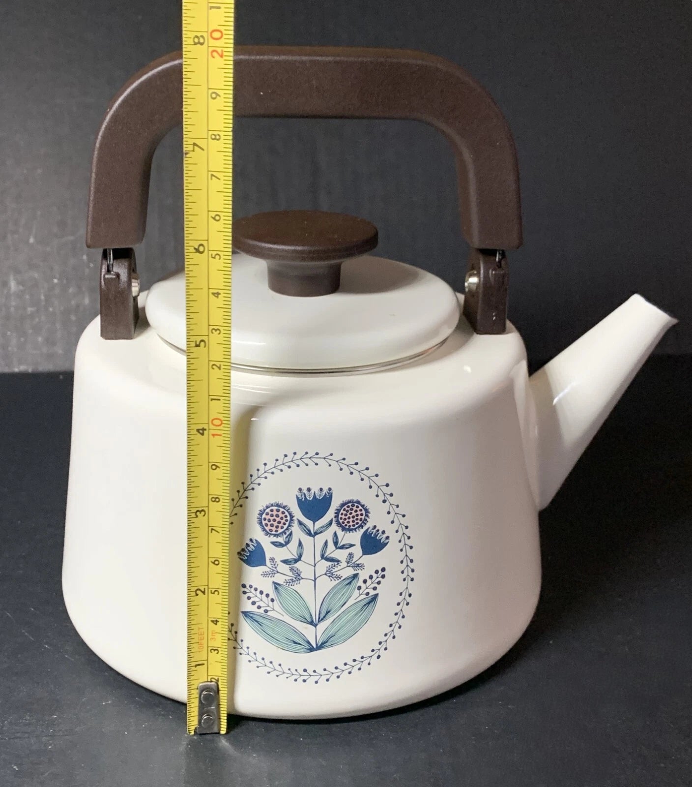 Tea Kettle Enamel Metal Prints and Textiles Flowers Jen Hewett World Market