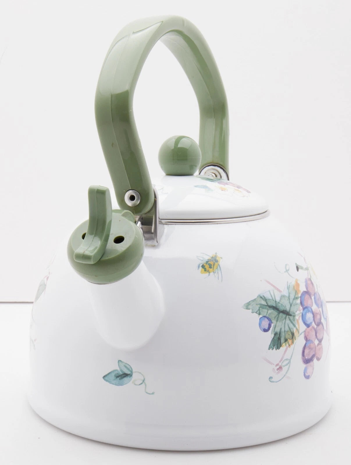 Pfaltzgraff Delicious Metal Whistler Pear Grapes Replacement Tea Kettle Vintage!