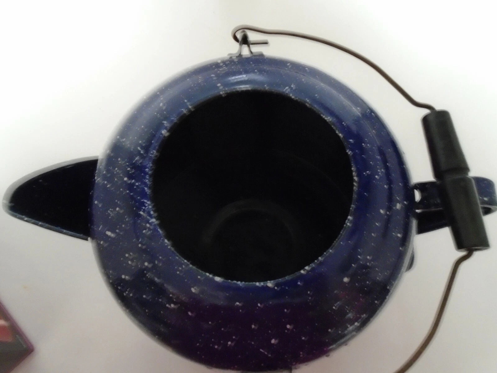 Vintage Dark BLUE GRANITEWARE Enamelware Enamel Coffee Tea Pot 12" Tall