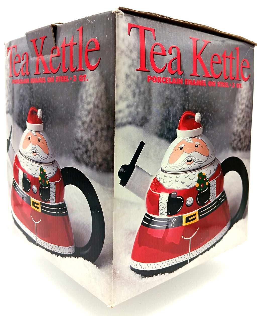 ROSCHO Santa Claus Enamel Whistling Tea Kettle Holiday 3 Quart - NEW