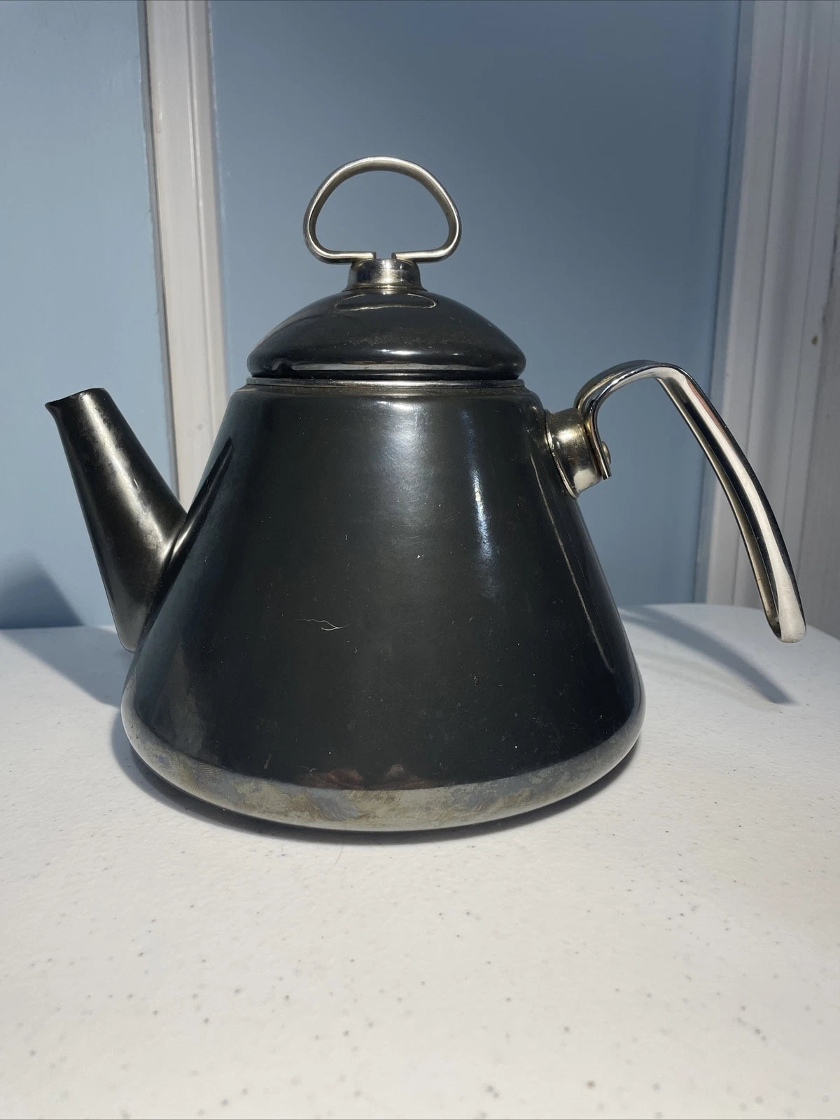 CHANTAL Vintage 1980s Retro TEA KETTLE 1.7 Quart Dark Green  Enamel-On-Steel
