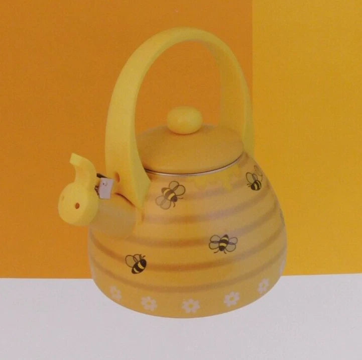 Supreme Novelty Enamel 2.4 Quart Whistling Stovetop Tea Kettle, Bee Hive *NEW*