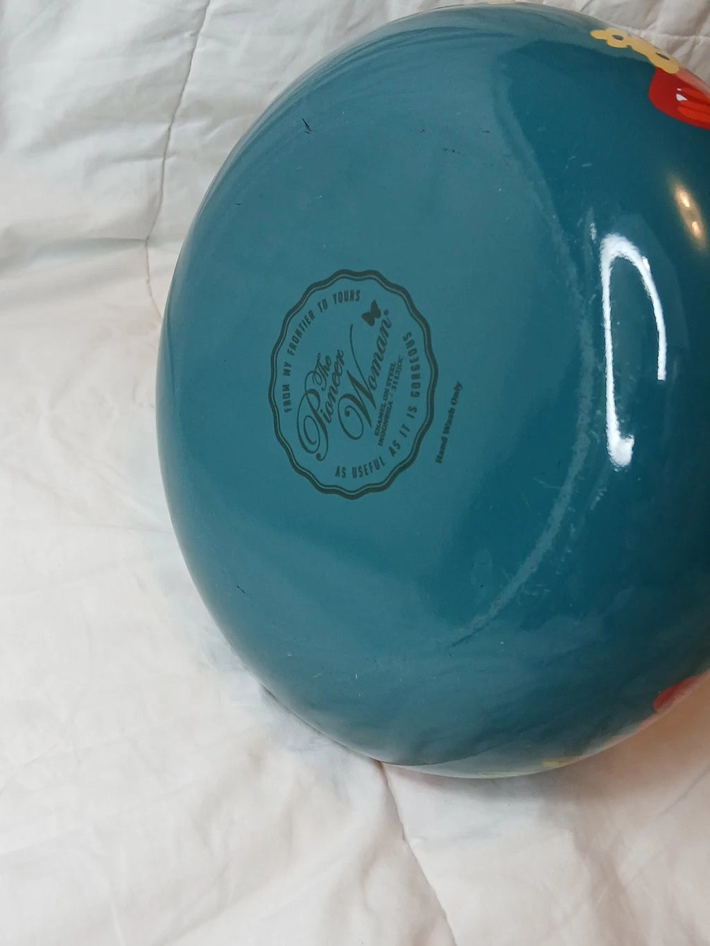 The Pioneer Woman Dazzling Dahlias Enamel Steel Teal 1.9 Quart Tea Kettle Pot