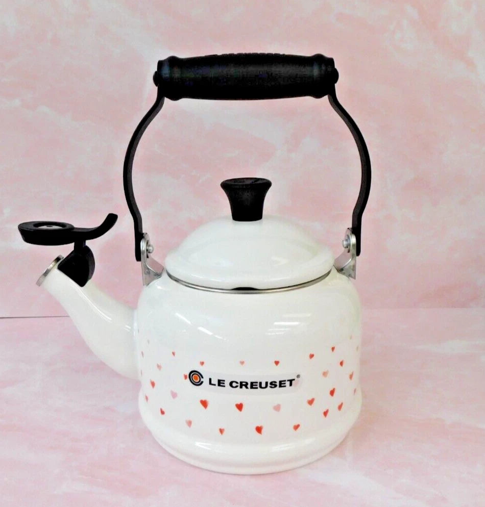 Le Creuset L'Amour Collection 1.25 Quart Demi Kettle with Heart Applique - NEW