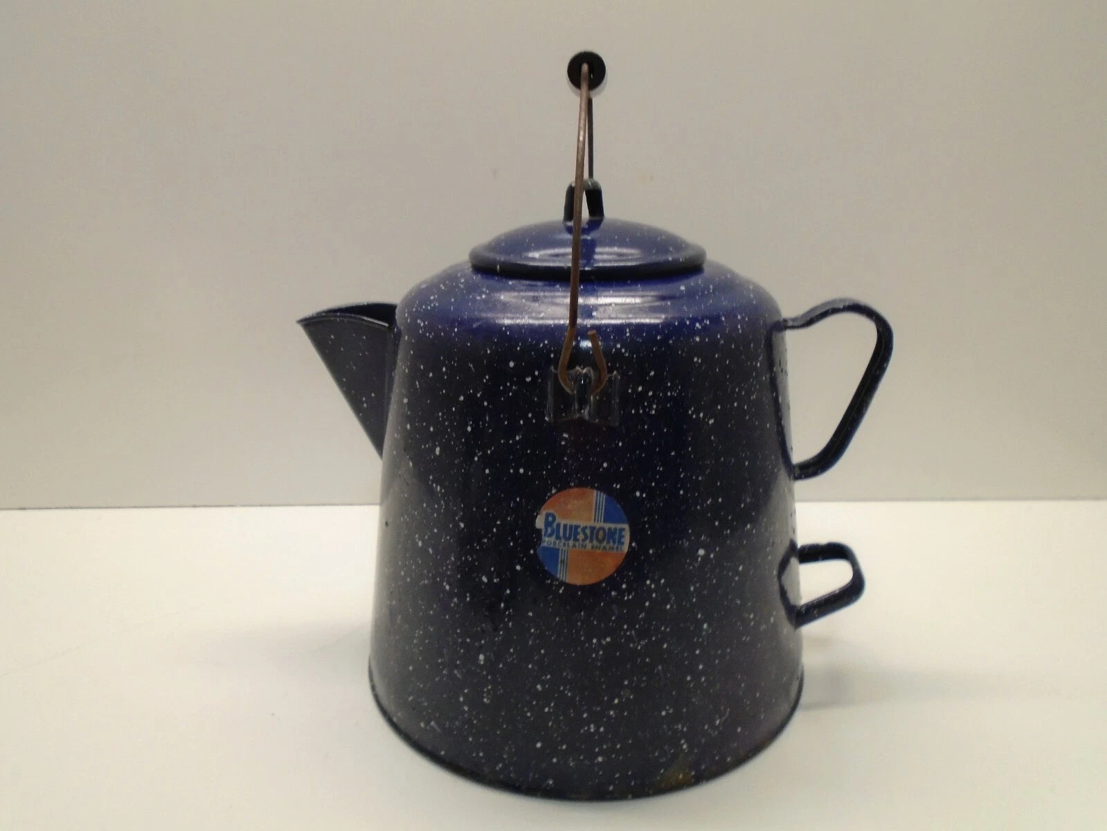 Vintage Dark BLUE GRANITEWARE Enamelware Enamel Coffee Tea Pot 12" Tall