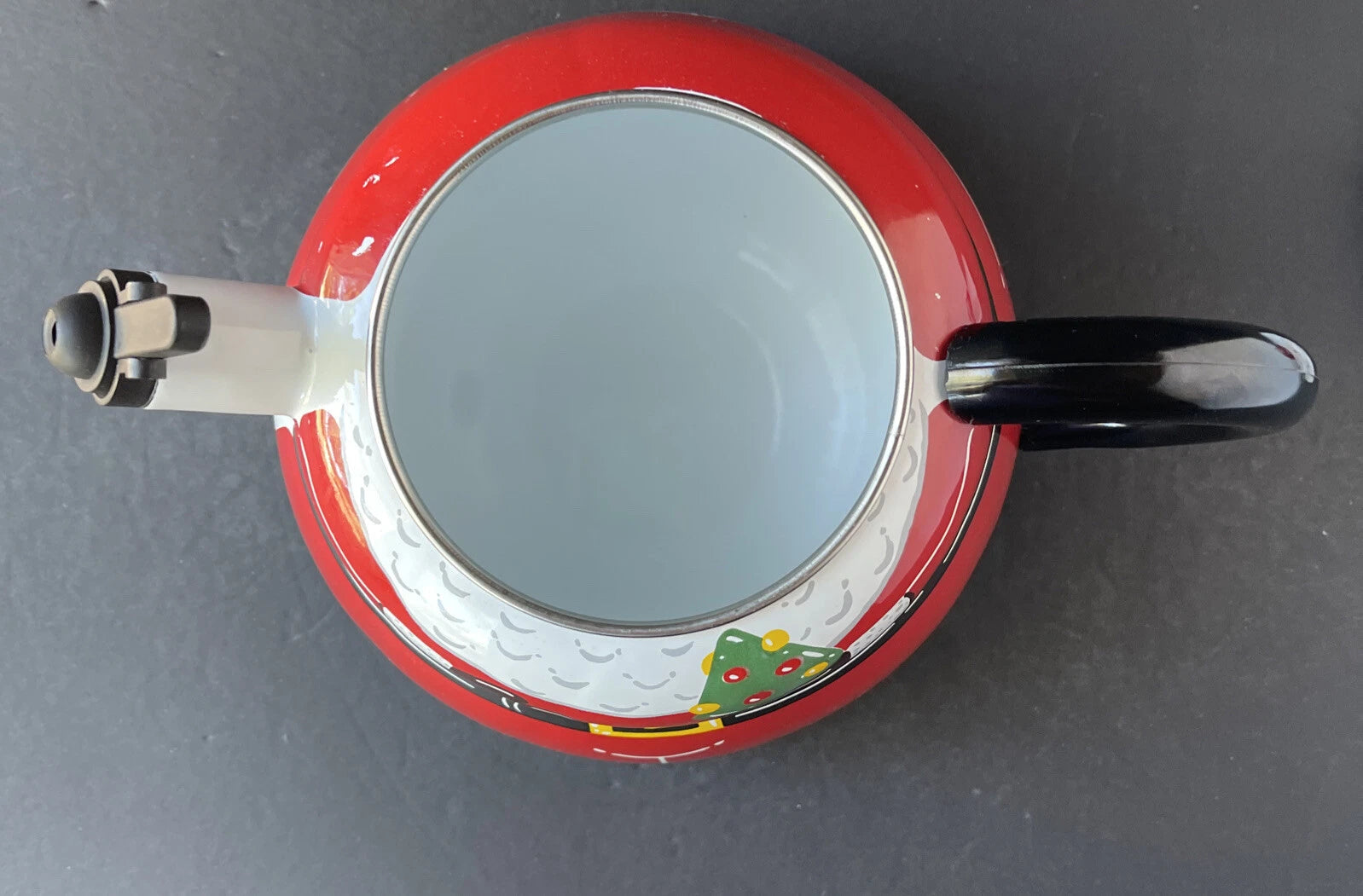 Roshco Enamel 3 Quart Santa Clause Whistling Teapot Kettle w/ Box