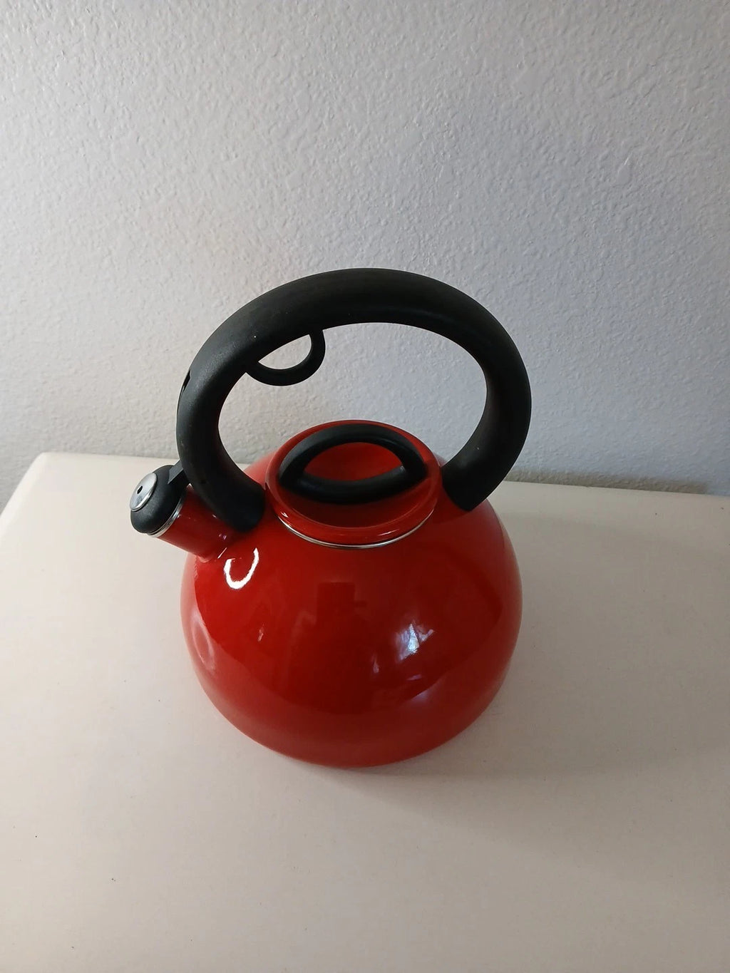 Heavy Duty Rare Hard To Find COPCO 2.5 Qt Red Enamel On Steel Tea Kettle