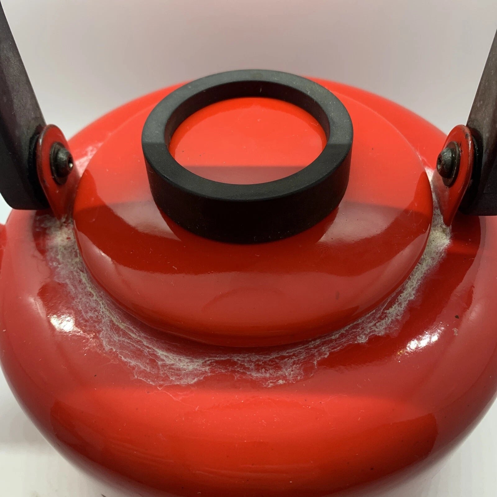 Mid century modern vintage Dansk Gunnar Cyren tea pot kettle early 70s enamelRed