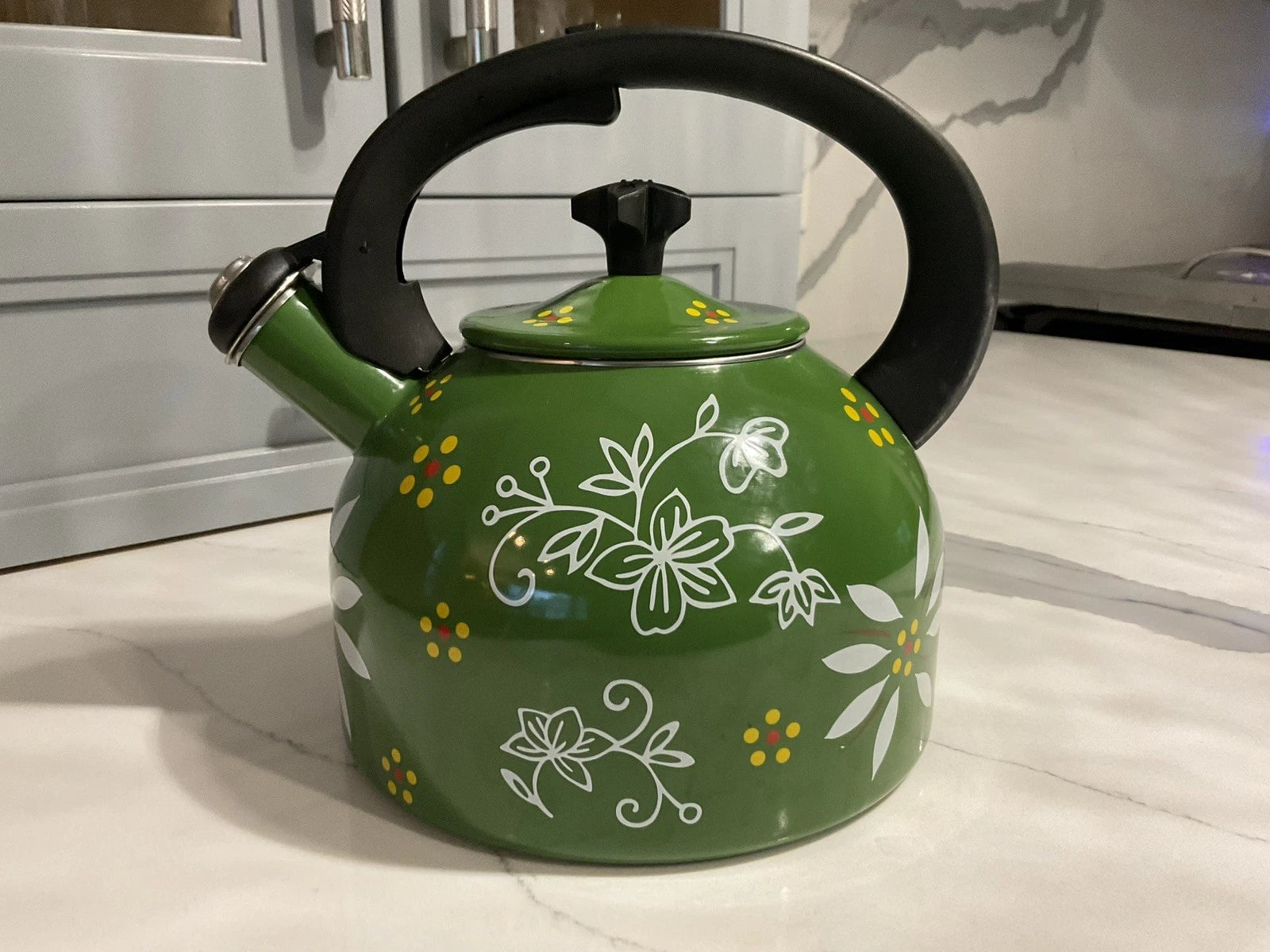 Temp-tations By Tara 2.3 Qt Old World Tea Kettle Teapot Stovetop Safe Green