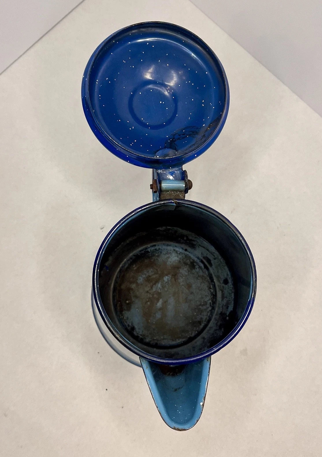 Vintage Enamel Ware Coffee Pot -2 Tone Blue Speckled