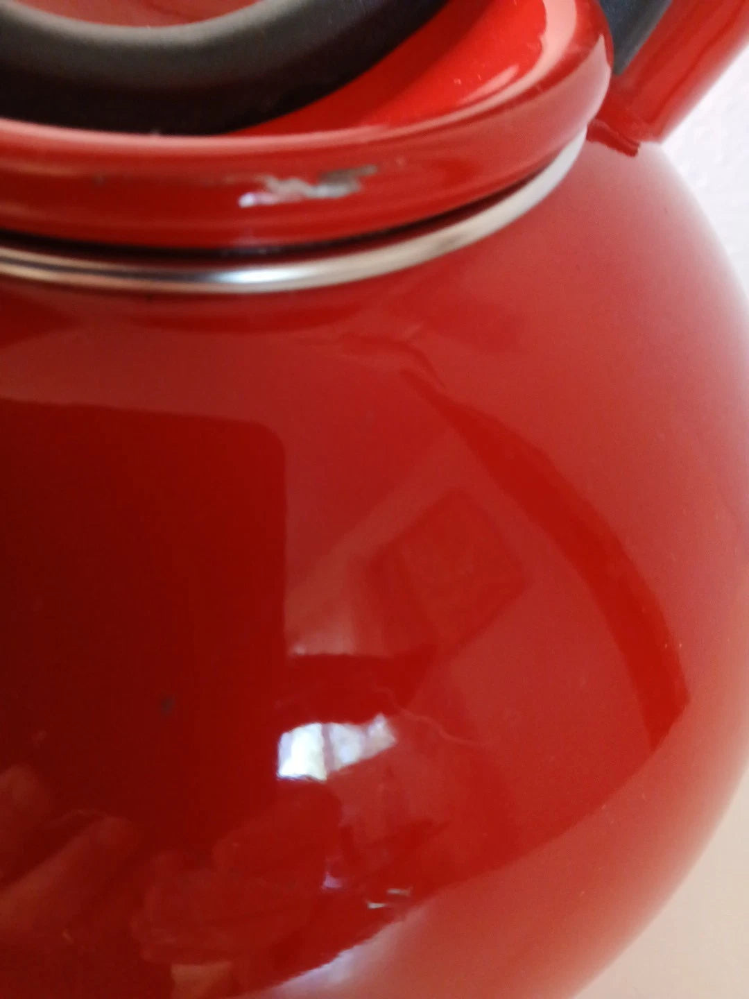 Heavy Duty Rare Hard To Find COPCO 2.5 Qt Red Enamel On Steel Tea Kettle