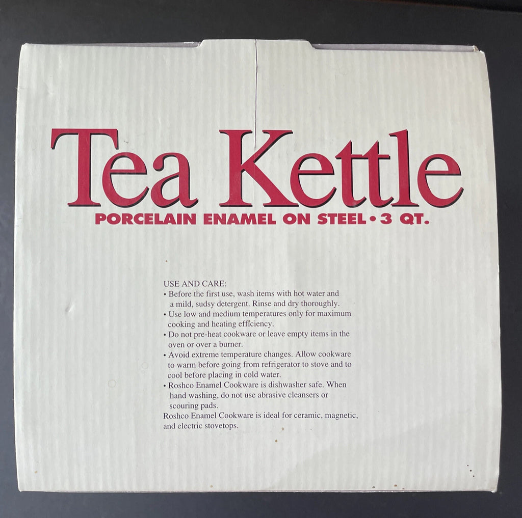 Roshco Enamel 3 Quart Santa Clause Whistling Teapot Kettle w/ Box