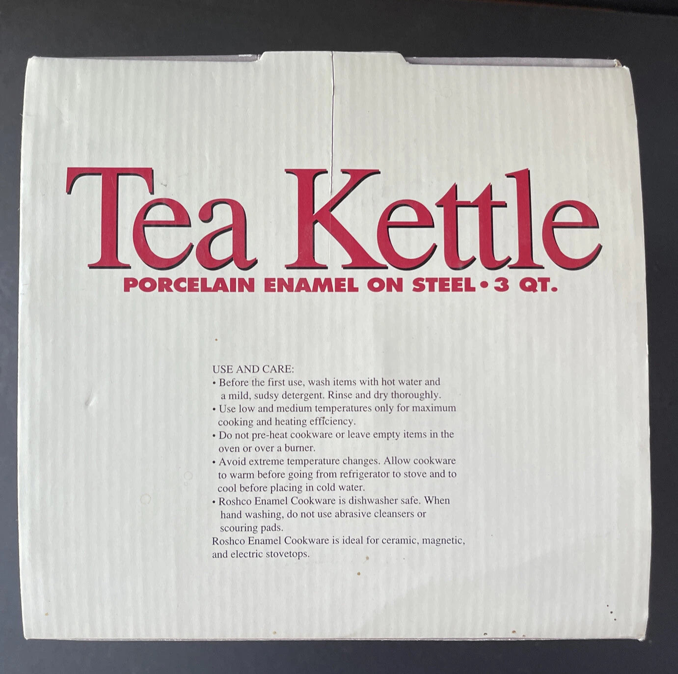 Roshco Enamel 3 Quart Santa Clause Whistling Teapot Kettle w/ Box